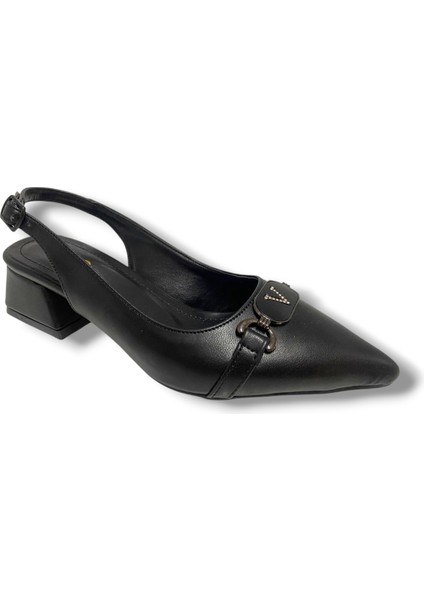 3062-25 Deri V Taşlı Arkadan Bantlı Kadın stiletto