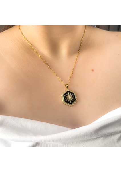 Noir Çelik Gold Arma Kolye