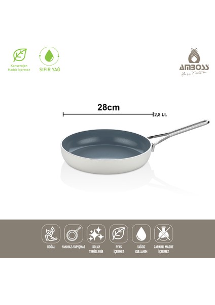 Sera Nova Yanmaz Yapışmaz Seramik Tava 28 cm – Beyaz