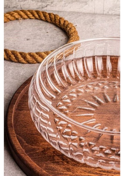 Fleur El Yapımı Büyük Boy Cam Salata Kasesi 24X6 cm