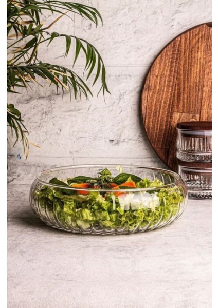 Fleur El Yapımı Büyük Boy Cam Salata Kasesi 24X6 cm indirimleri