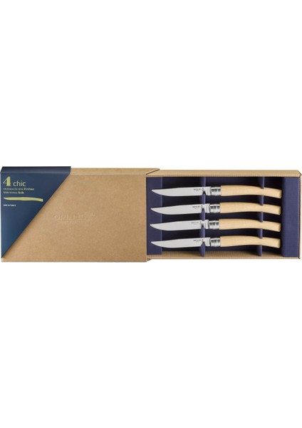 Chic 4'lü Et Bıçağı Seti - Dişbudak Ağacı (Ash Wood)