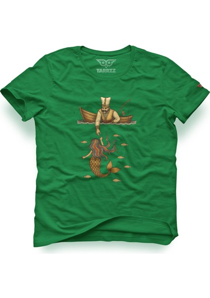 Mythical Istanbul Elowen Yeşil Kadın Tasarım Tişört Bisiklet Yaka Pamuklu Tshirt