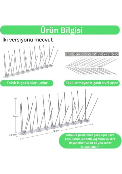 Demonte Paslanmaz Kuş Kondurmaz Tel 2 M 4 Adet