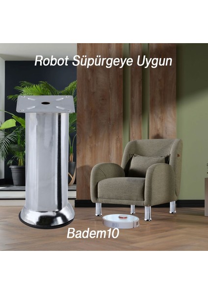 (12 Adet) Metal Krom 15 cm Ayakları Baza Mobilya Koltuk Kanepe Yatak Çekyat Destek Yükseltme Ayağı