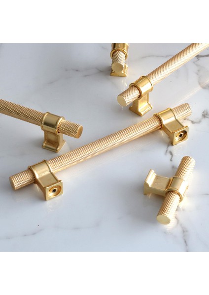Mobilya Çekmece Mutfak Dolabı Dolap Kulpları Kulbu Altın Gold Metal Kulp 128 mm Tırtıklı Desen indirimleri