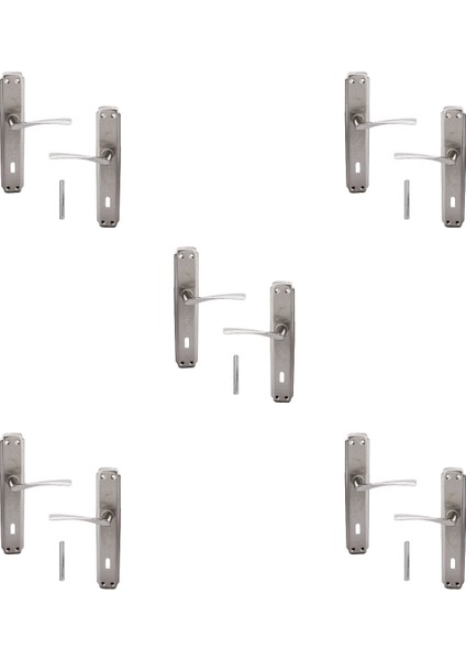 Oda Kapı Kolu (5 Takım) Inox Aynalı Sağa Sola Uygun Iç Dış Ahşap Pvc Metal Çelik Kapısı Tutamağı