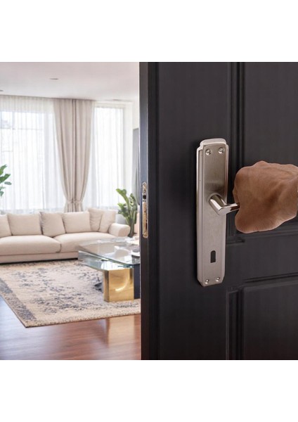 Oda Kapı Kolu (5 Takım) Inox Aynalı Sağa Sola Uygun Iç Dış Ahşap Pvc Metal Çelik Kapısı Tutamağı