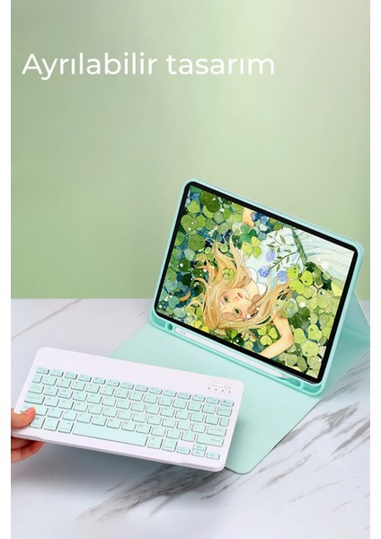 Ipad 5 Air 9.7 Kılıf KC01 Smart Klavyeli Tablet Kılıfı - Derin Mor Gnzrz