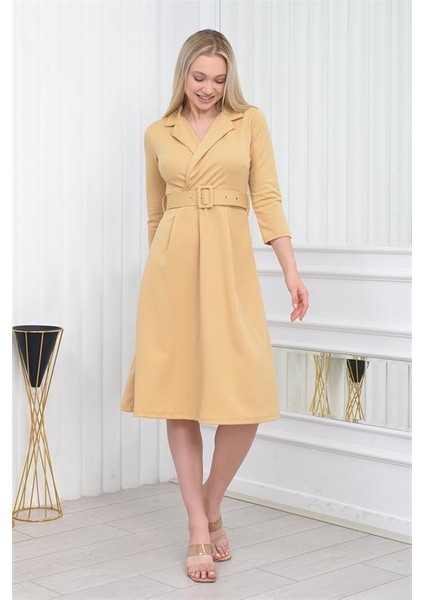 Dipmoda Kadın Kemer Detaylı Midi Boy Elbise DKS016 fiyatları