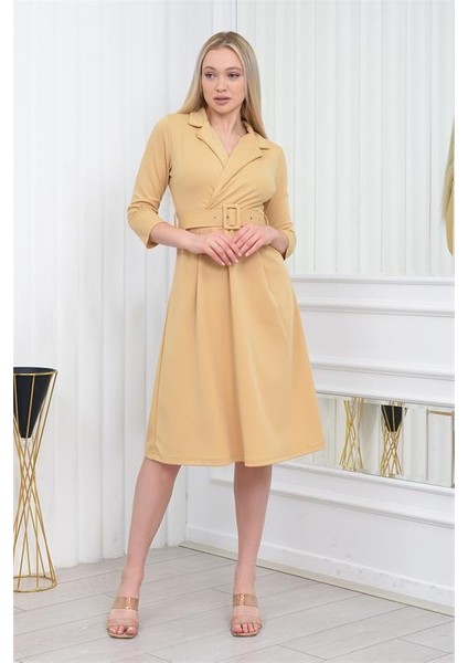 Dipmoda Kadın Kemer Detaylı Midi Boy Elbise DKS016 modelleri