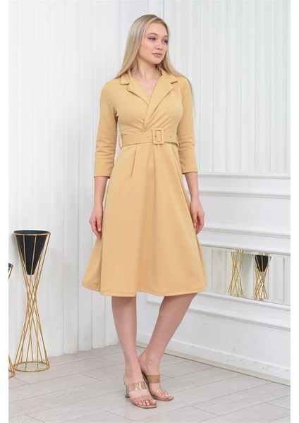 Dipmoda Kadın Kemer Detaylı Midi Boy Elbise DKS016 fırsatları
