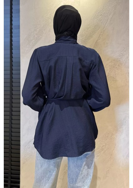 Omuz Büzgülü ve Taşlı Tesettür Gömlek P-00017234