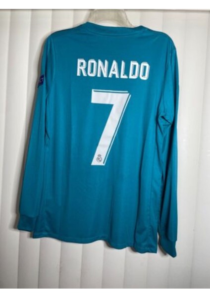 R.e.a.l M.a.d.r.i.d 2017/18 Sezonu Cristiano Ronaldo Deplasman Turkuaz Yetişkin Uzun Kol Forma
