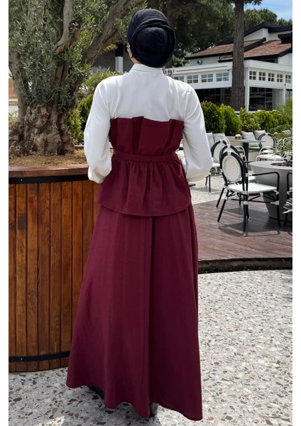 Ön Tokalı Gömlek Garnili Bluz Etek Tesettür Ikili Takım P-00017077