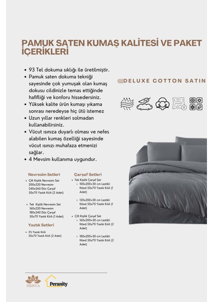 Çift Kişilik Pamuk Saten Nevresim Indigo