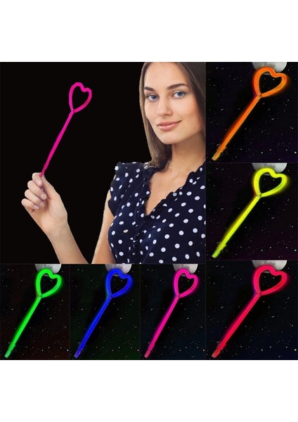 Karanlıkta Yanan Glow Partisi Kalp Şekilli Asa Sopa 6 Renk 6 Adet