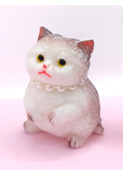 Kedi Süslü Squishy Kedi Taba Sukuşi Tüylü Yumuşacık 8 cm - Kahverengi