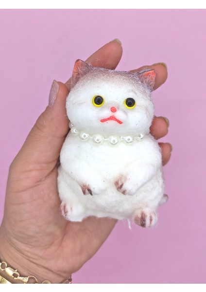 Kedi Süslü Squishy Kedi Taba Sukuşi Tüylü Yumuşacık 8 cm - Kahverengi