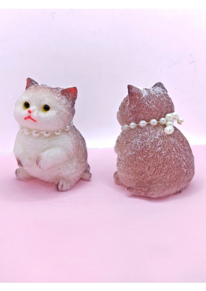 Kedi Süslü Squishy Kedi Taba Sukuşi Tüylü Yumuşacık 8 cm - Kahverengi