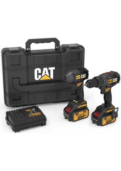 DX12K.2 18VOLT/4.0AH Li-Ion Çift Akülü Kömürsüz Profesyonel Şarjlı Darbeli Matkap + DX71.2 Kömürsüz Darbeli Tornavida Kombo Set