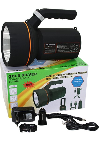2in1 30W - 28SMD LED USB - Oto - Adaptör Şarjlı El Feneri Projektör (5131)
