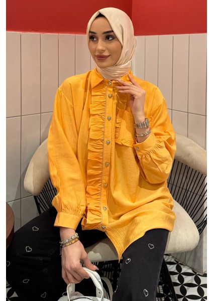 Ön Taş ve Fırfır Detaylı Tesettür Gömlek P-00015519
