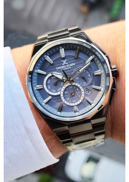 Exclusive Dual Time Özellikli Füme Kasa ve Kordon Harika Moel Erkek Kol Saati
