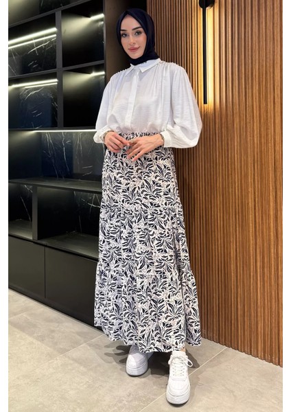 Kadın Üç Kat Desenli Tesettür Viskon Etek P-00016986 fiyatları