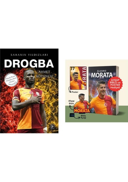 Sahanın Yıldızları : Drogba - Alvaro Morata - Ahşap Biblo ve Poster Hediyeli!
