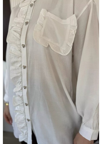 Ön Taş ve Fırfır Detaylı Tesettür Gömlek P-00015519 modelleri