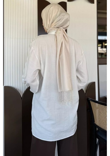 Ön Taş ve Fırfır Detaylı Tesettür Gömlek P-00015519 fırsatları