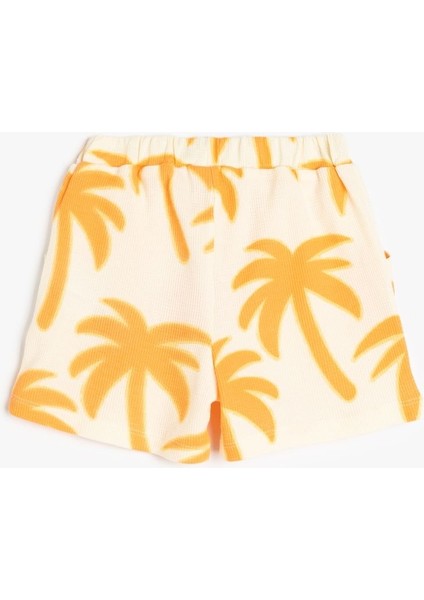 Palmiyeli Baskılı Beli Bağlamalı Pamuklu Şort 5SMB40023TK modelleri