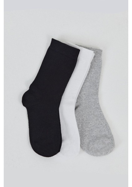 Renkli 3'lü Örme Soket Çorap 1021
