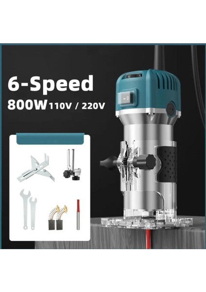 Pro 6 Kademe Devir Ayarlı 600W Formika Traşlama Freze Makinesi 6mm Pens 2 Yıl Garantili