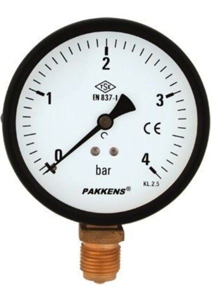 0-60 Bar 100 mm Alttan Bağlantılı Kuru Manometre G 1/2 Inç