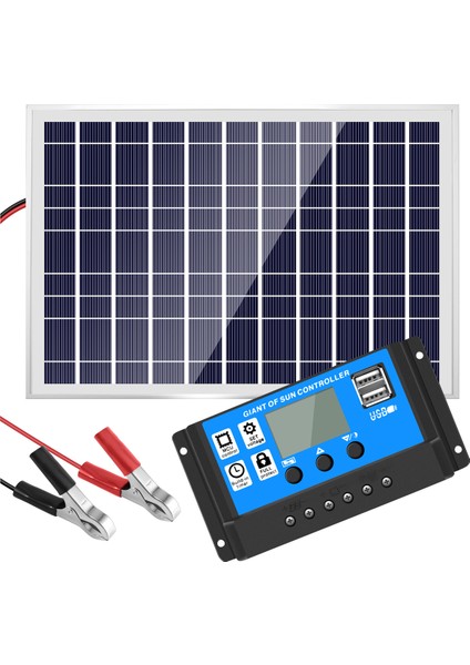 30W 12V Güneş Paneli Akü Şarj Cihazı + 40A Kontrol Cihazı Karavan Araba Tekne Ev Kamp (Yurt Dışından) modelleri