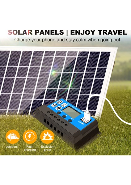 30W 12V Güneş Paneli Akü Şarj Cihazı + 40A Kontrol Cihazı Karavan Araba Tekne Ev Kamp (Yurt Dışından) indirimleri