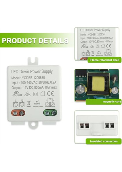 12 V/dc 10W Mini LED Transformatör 12 V LED Işıklar ve Şeritler Için LED Transformatör Mini Minimum Yük Gereksinimi Yok (Yurt Dışından)