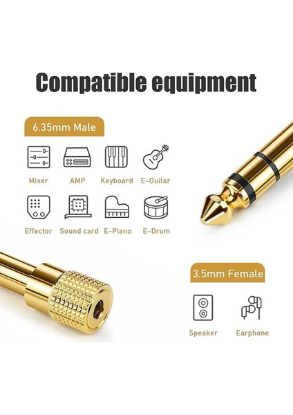 50 Adet 6.5mm 1/4 Inç Jak Fişi Erkekten Dişiye 3.5mm Soket Erkekten Dişiye Ses Kablosu Adaptörü Stereo Saf Bakır Fişler (Yurt Dışından)