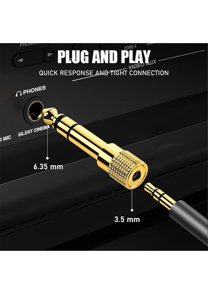 50 Adet 6.5mm 1/4 Inç Jak Fişi Erkekten Dişiye 3.5mm Soket Erkekten Dişiye Ses Kablosu Adaptörü Stereo Saf Bakır Fişler (Yurt Dışından)