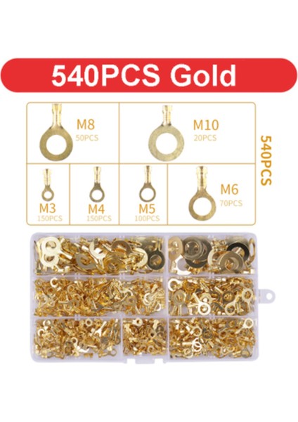 540PCS Halka Terminali M3-M10 Halka Pabucu Halka Bağlantı Kablosu Çeşitleri Kiti (Yurt Dışından)
