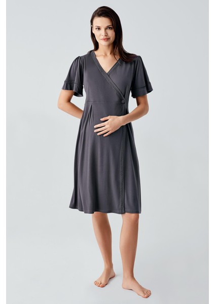 Kısa Kollu Esnek Viskoz Hamile Sabahlık Gecelik Takım 16400 fiyatları
