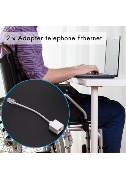 2 Soket 8P4C / RJ45 Erkek RJ11 6P4C - Dişi M / F Adaptör Telefon Ethernet (Yurt Dışından)