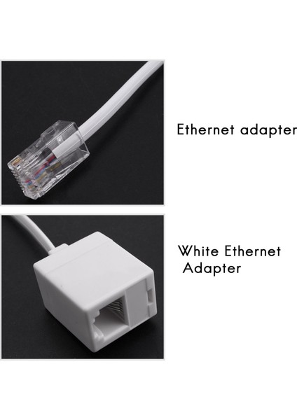 2 Soket 8P4C / RJ45 Erkek RJ11 6P4C - Dişi M / F Adaptör Telefon Ethernet (Yurt Dışından)