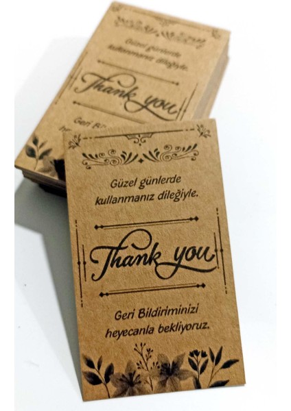 Kraft Teşekkür Kartı Thank You Cart (5 * 8 Cm) 50 Adet fiyatları