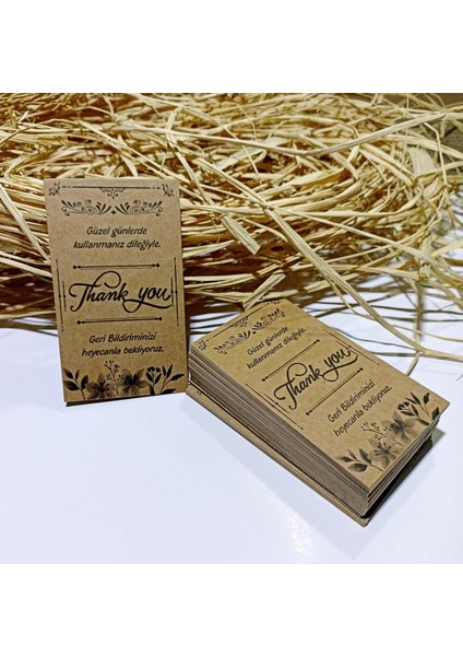 Kraft Teşekkür Kartı Thank You Cart (5 * 8 Cm) 50 Adet modelleri