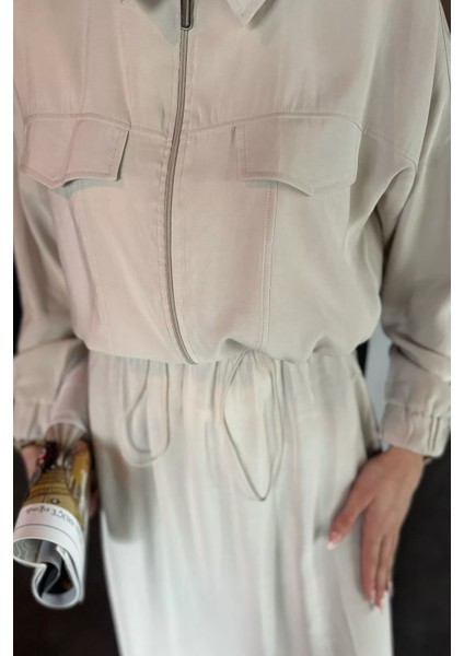 Ön Fermuarlı Paraşüt Kumaş Etek Ceket Tesettür Ikili Takım P-00010205 modelleri