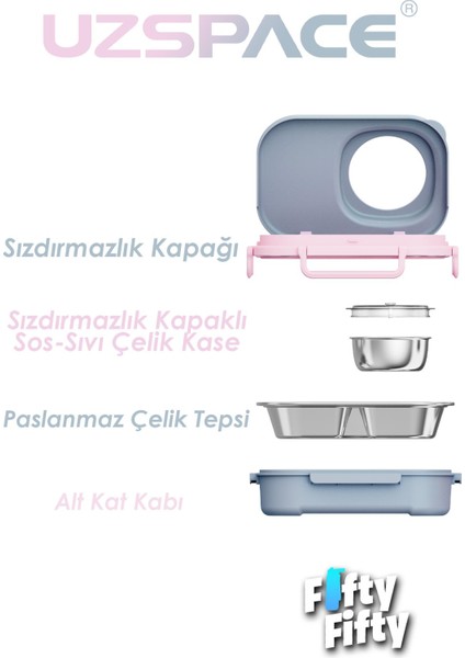 600 ml Çorba Kaseli-Çelik Kaşık Çatallı Paslanmaz Çelik Bento Lunch Box Yeni Nesil Sefer TASI-FFLBOX8021600