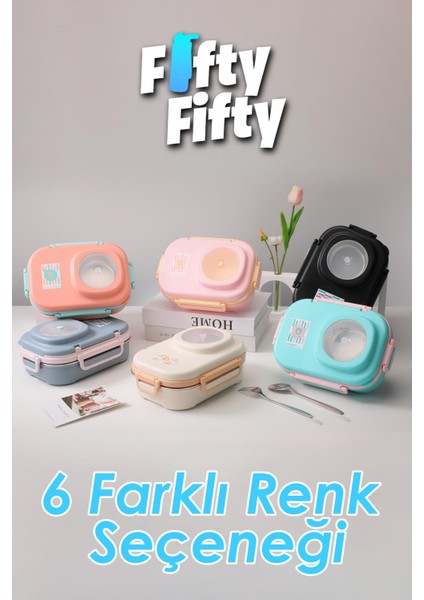 600 ml Çorba Kaseli-Çelik Kaşık Çatallı Paslanmaz Çelik Bento Lunch Box Yeni Nesil Sefer TASI-FFLBOX8021600